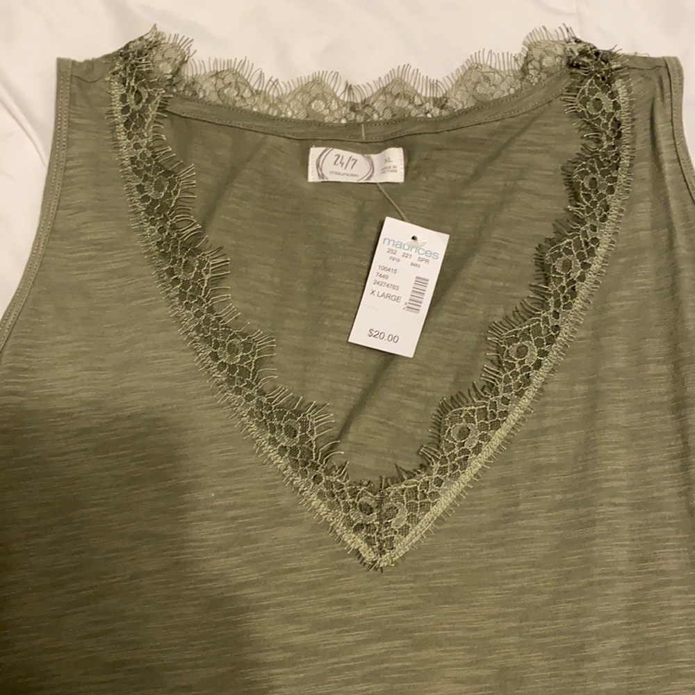 Hunter green frilly tank top
